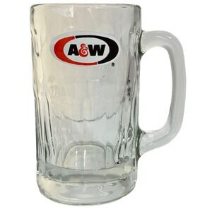 A&W Root Beer Glass Mug Textured Ribbed Handle Vintage Collectible